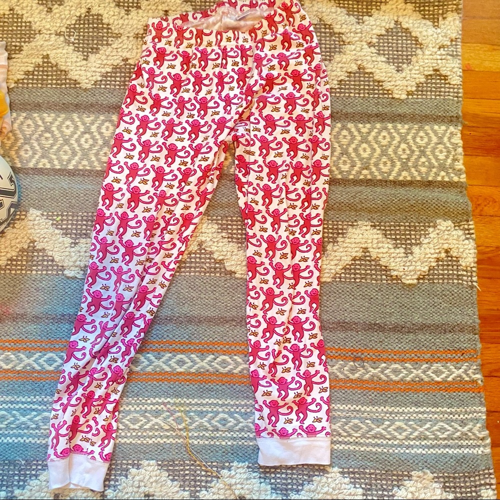 Roller rabbit pink monkey pj pants kids